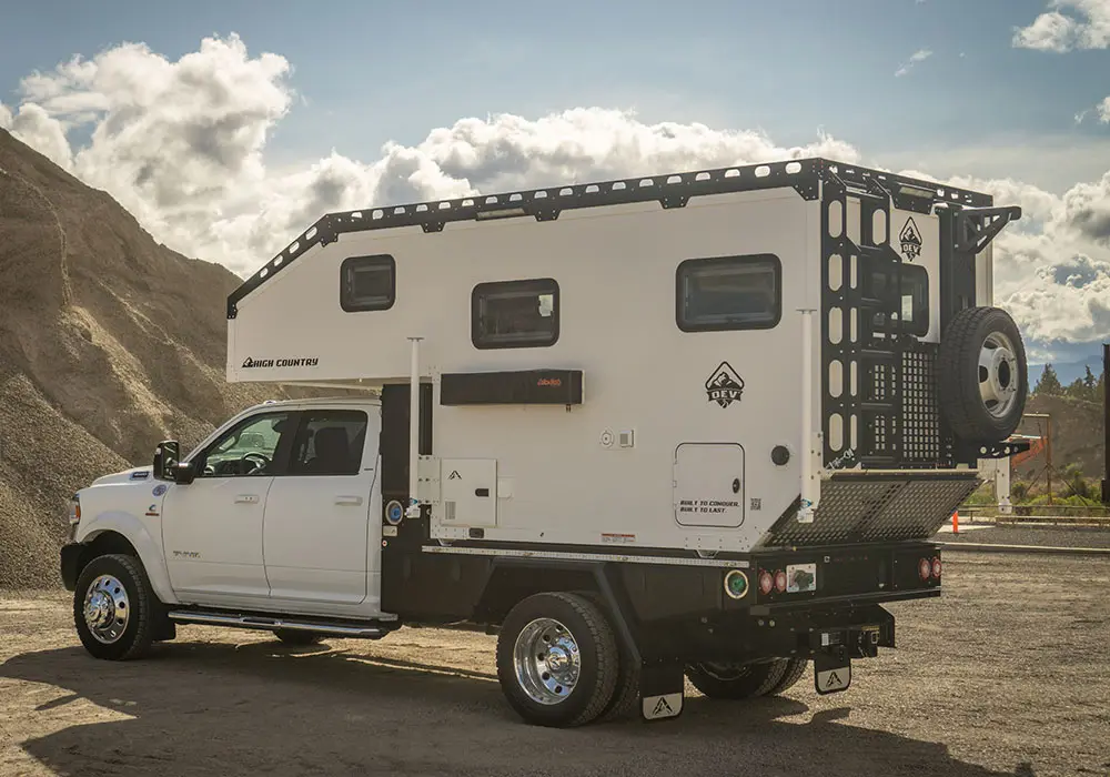 OEV High Country 9.5’ flatbed camper on Aluma Tray 9 HD